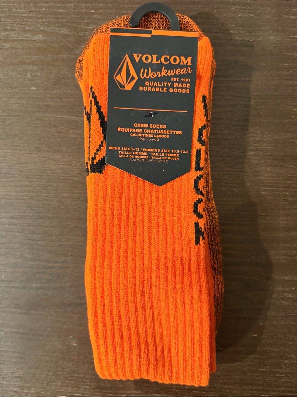 Volcom Bright Orange Crew Socks with Black Logo
